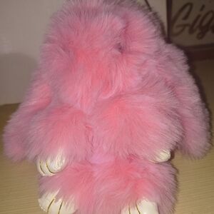 Pink Keychain Purse Charm Pink Fluffy Bunny